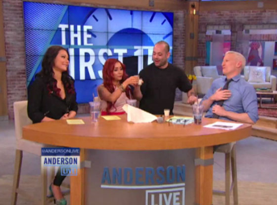 Anderson Cooper, Nicole Snooki Polizzi, Jennifer Jwoww Farley Anderson Cooper, Nicole Snooki Polizzi, Jennifer Jwoww Farley